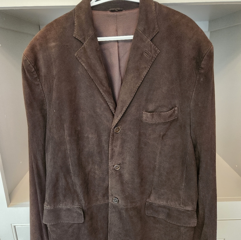 Zegna MEN'S LEATHER size 60 brown suede jkt..looks new